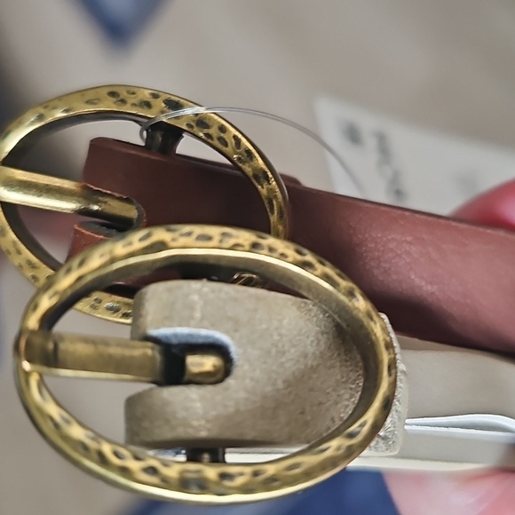 NWT Linea Pelle Lp Blue 2 Hammered Buckle Faux Leather Belts Brown/Gold XLarge - Picture 9 of 12